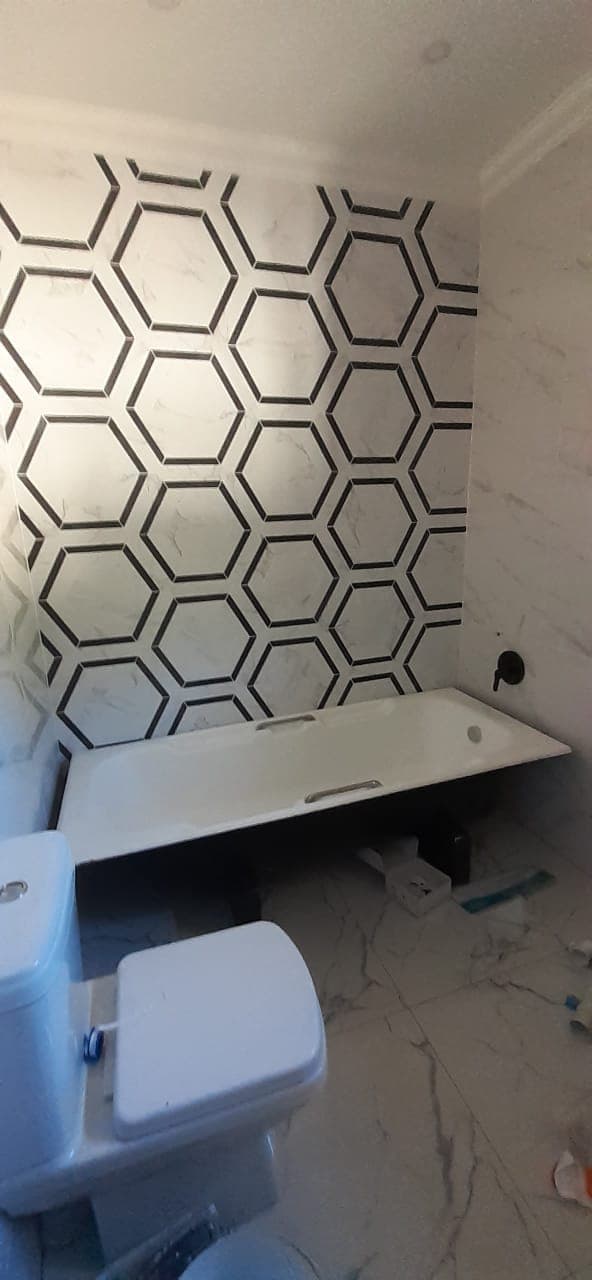 Hexagon Tile Bathroom Feature Wall